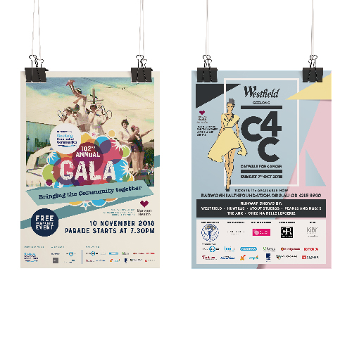 Fundraising Graphic Design - Geelong Gala Day and Catwalk for Cancer posters